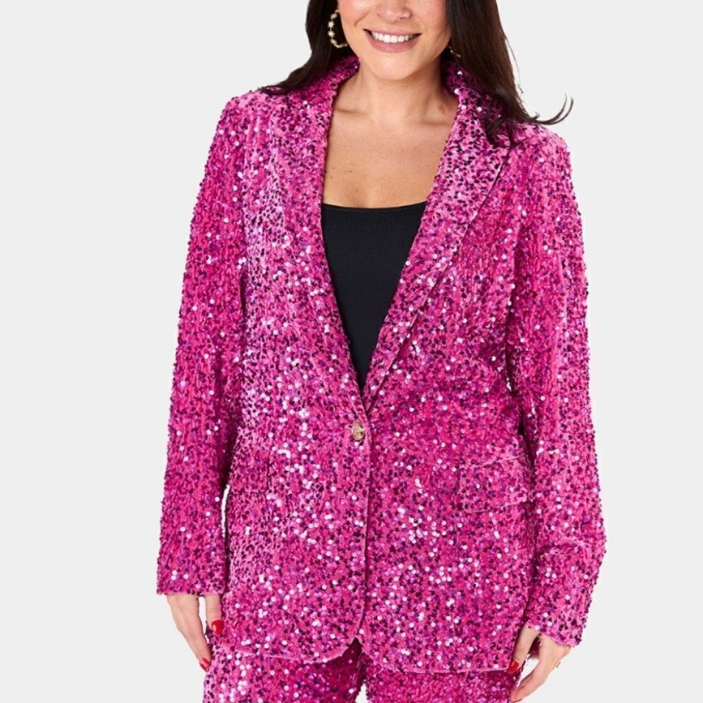 BuddyLove HEF Sequin Blazer Jacket Size Small NWT Pink
